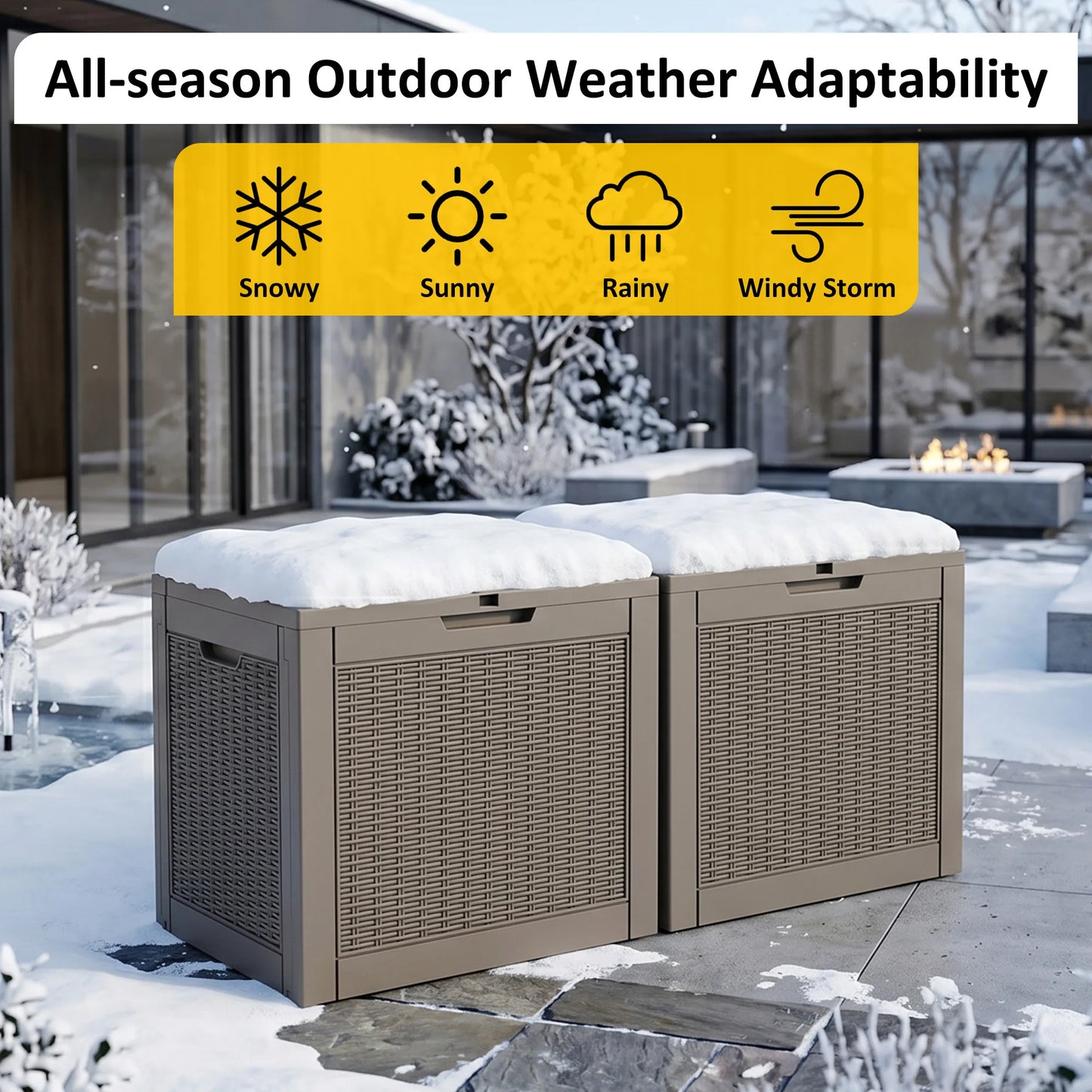 Weatherproof Rattan Textured Resin Outdoor Deck Storage Chest