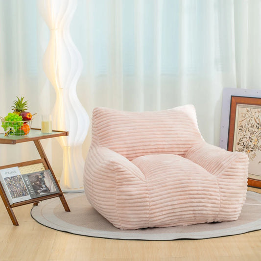 Corduroy Bean Bag Chair With Armrests Comfortable Foam Lounge Sofa