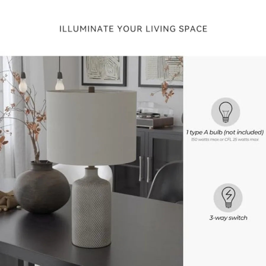 Modern Solar Ceramic Table Lamp With Natural Stone Finish