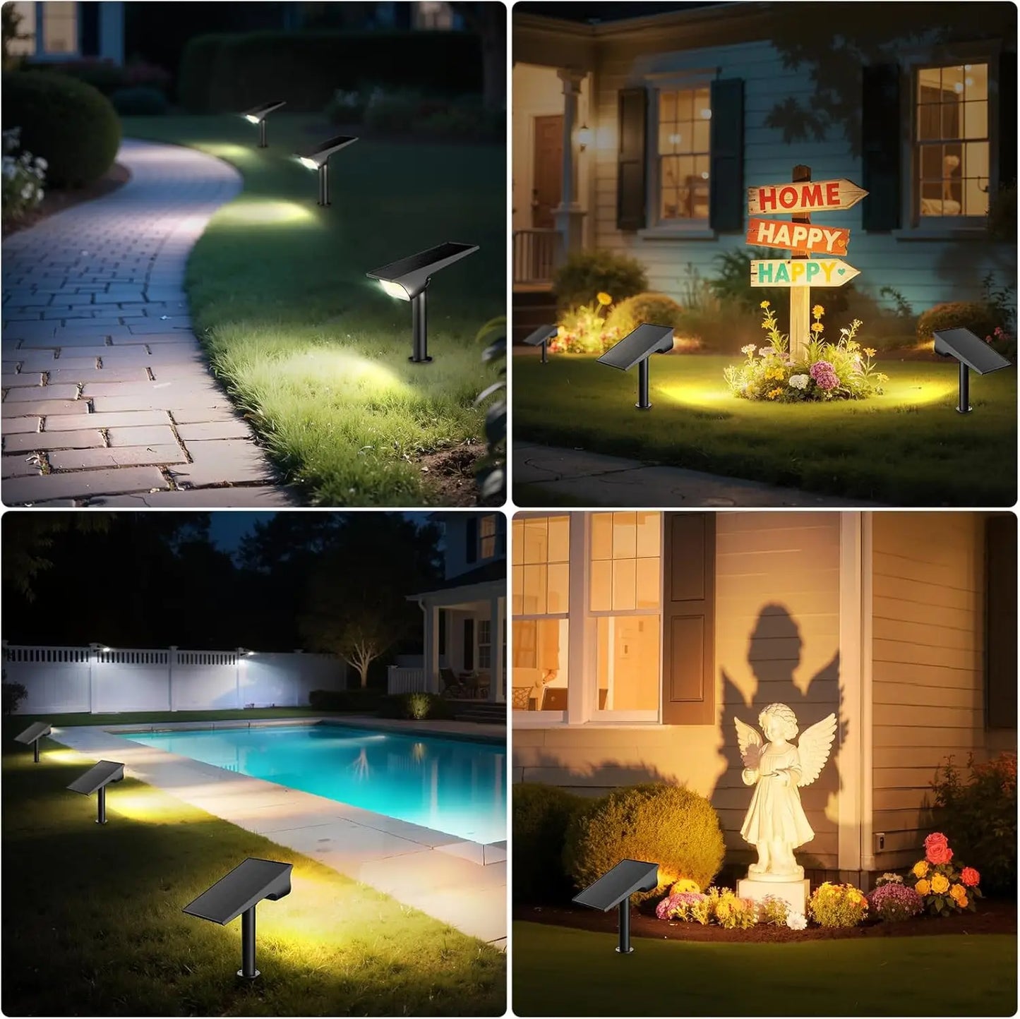 Intelamp Dimmable Solar Spotlights For Outdoor Garden Landscape Lighting