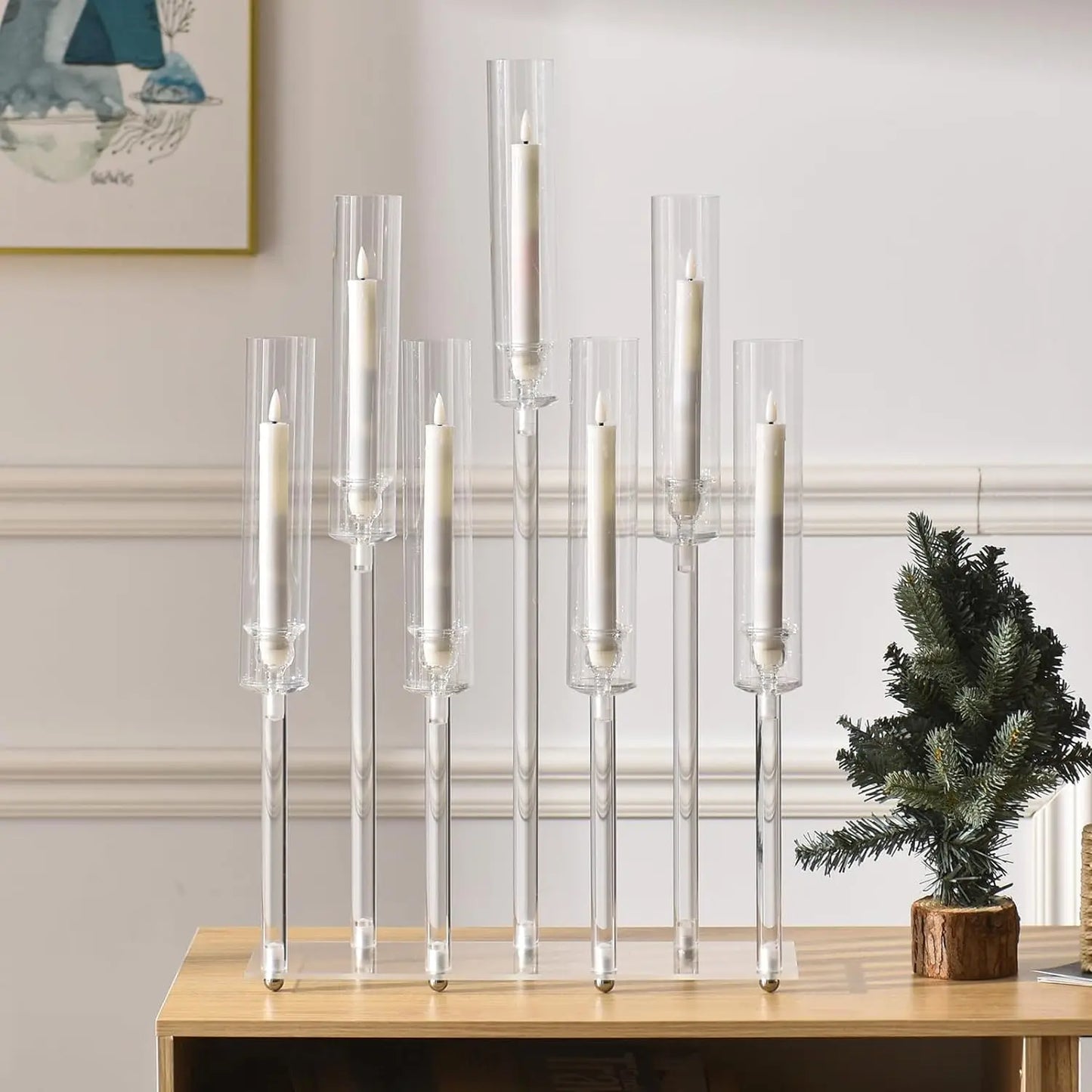 Vincigant 4 Piece 7 Arm Acrylic Candelabra Wedding Party Decor