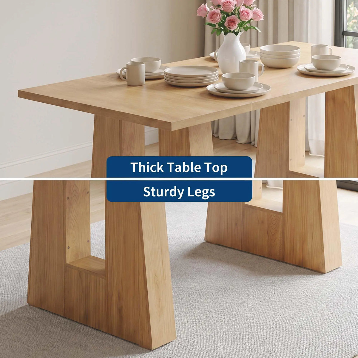 HiMISS Modern Wooden Dining Table For Kitchen And Dining Room