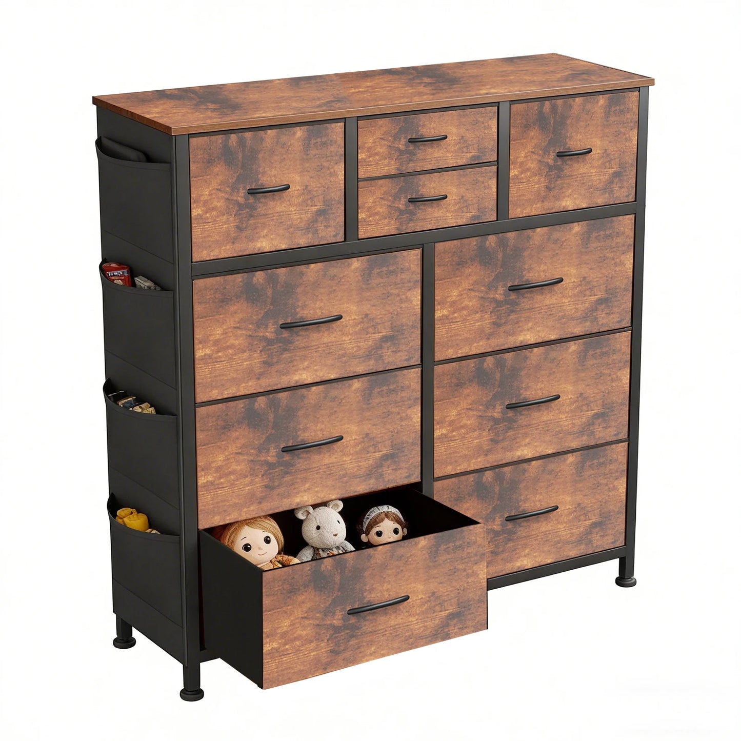 JHK Metal Frame Fabric Drawer Storage Cabinet Organizer