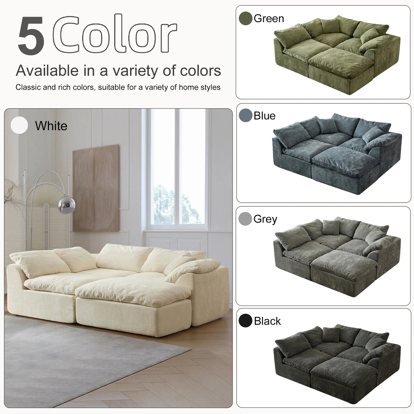 Yeflixvrau Modern Modular Sectional Sofa With Removable Cushions
