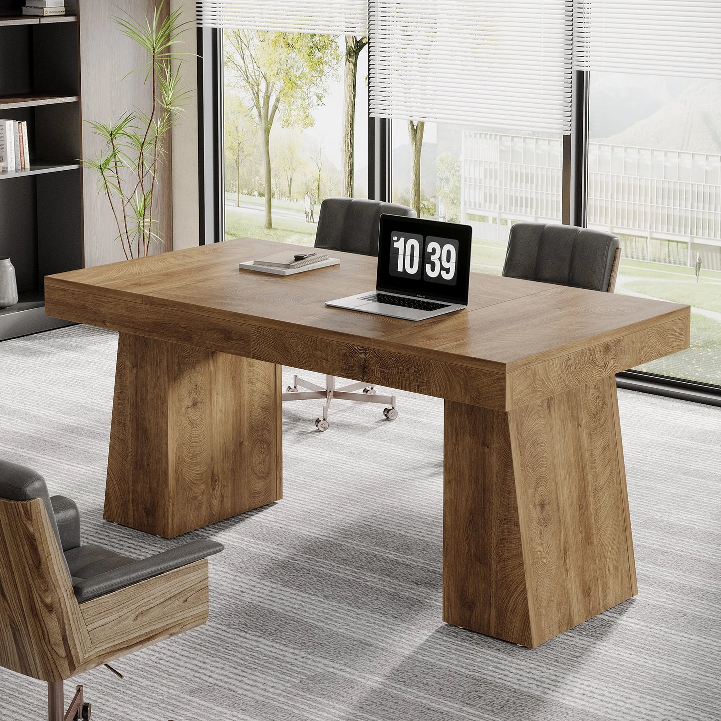 Tribesigns Wood Office Executive Desk With Double Pedestal