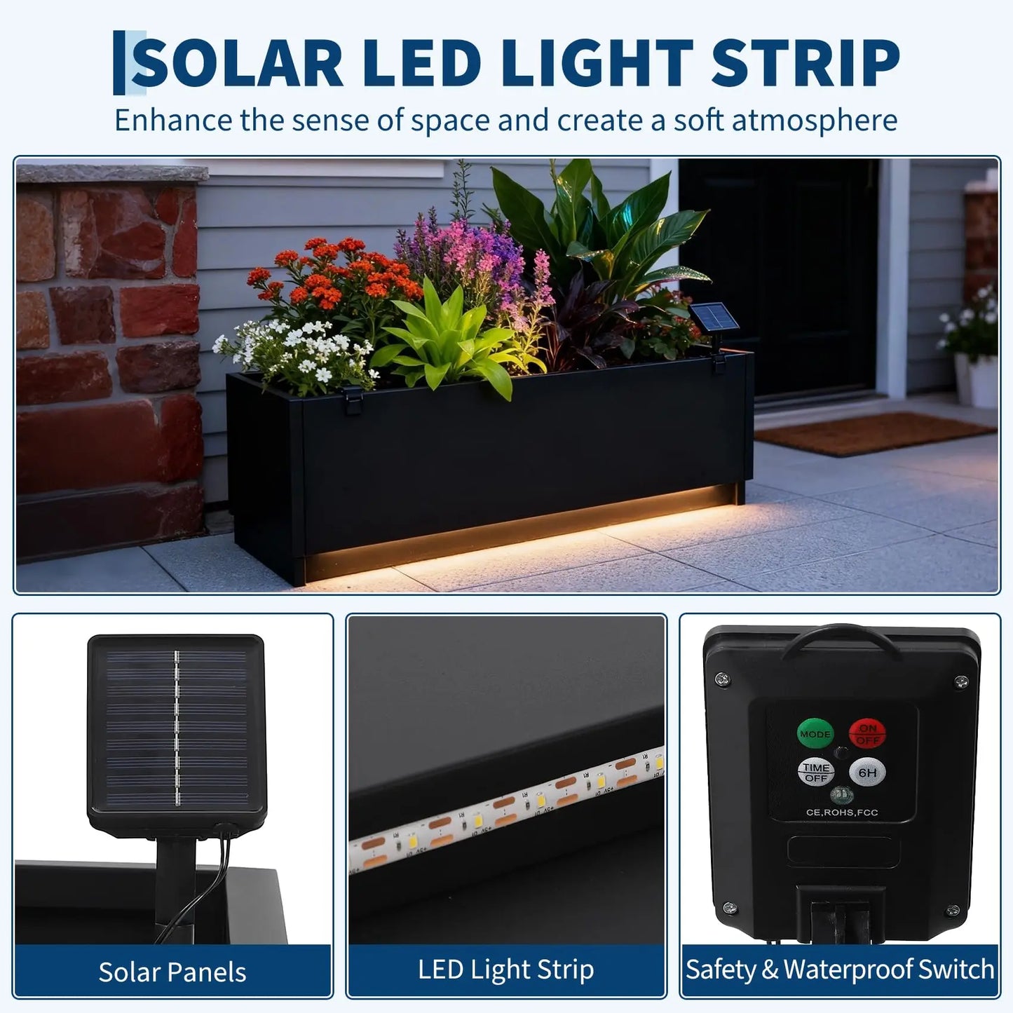HiMISS Metal Planter Box With LED Light Strips And Controller