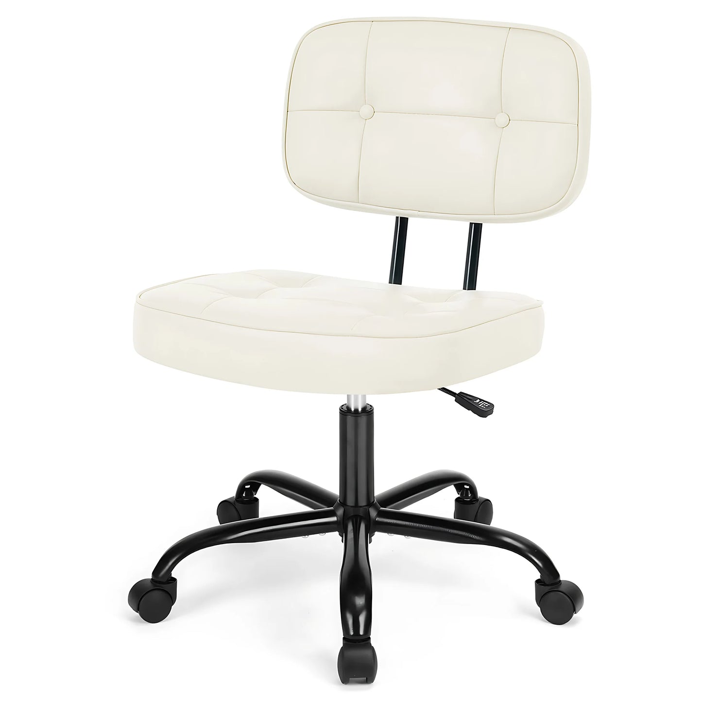 JHK Armless PU Leather Ergonomic Office Chair With Lumbar Support