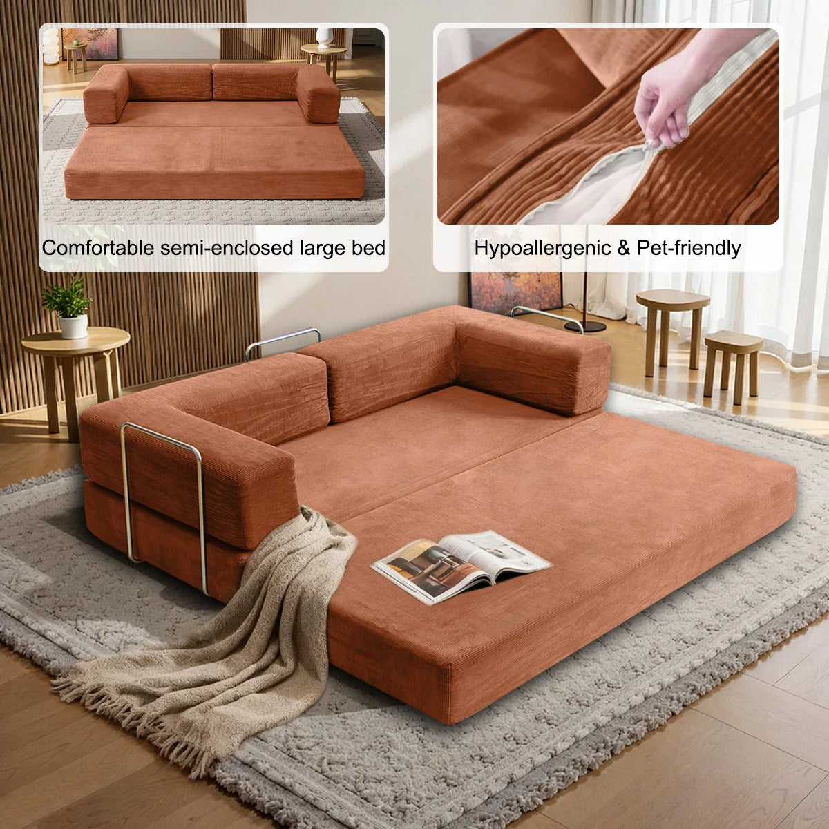 Convertible Foldable Floor Sofa Bed And Sleeper Couch For Home