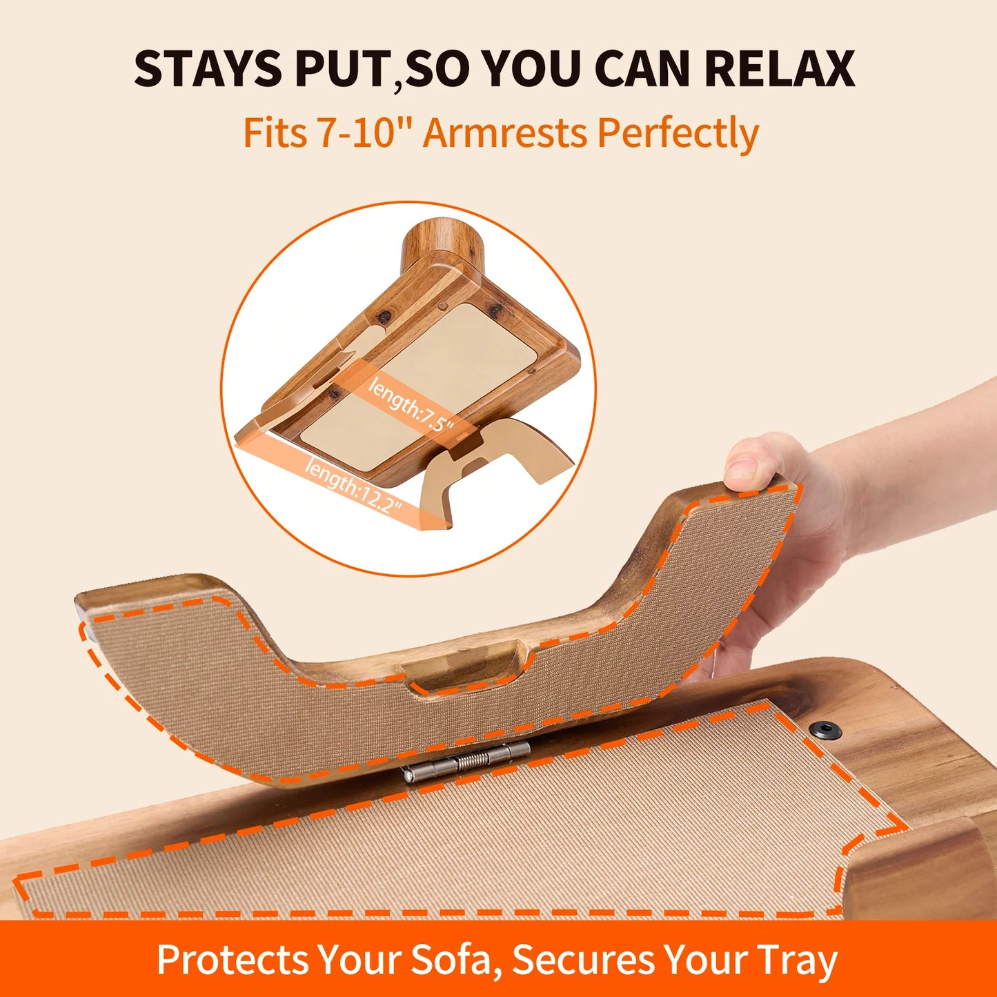 JHK Foldable Sofa Armrest Tray With Phone And Cup Holder