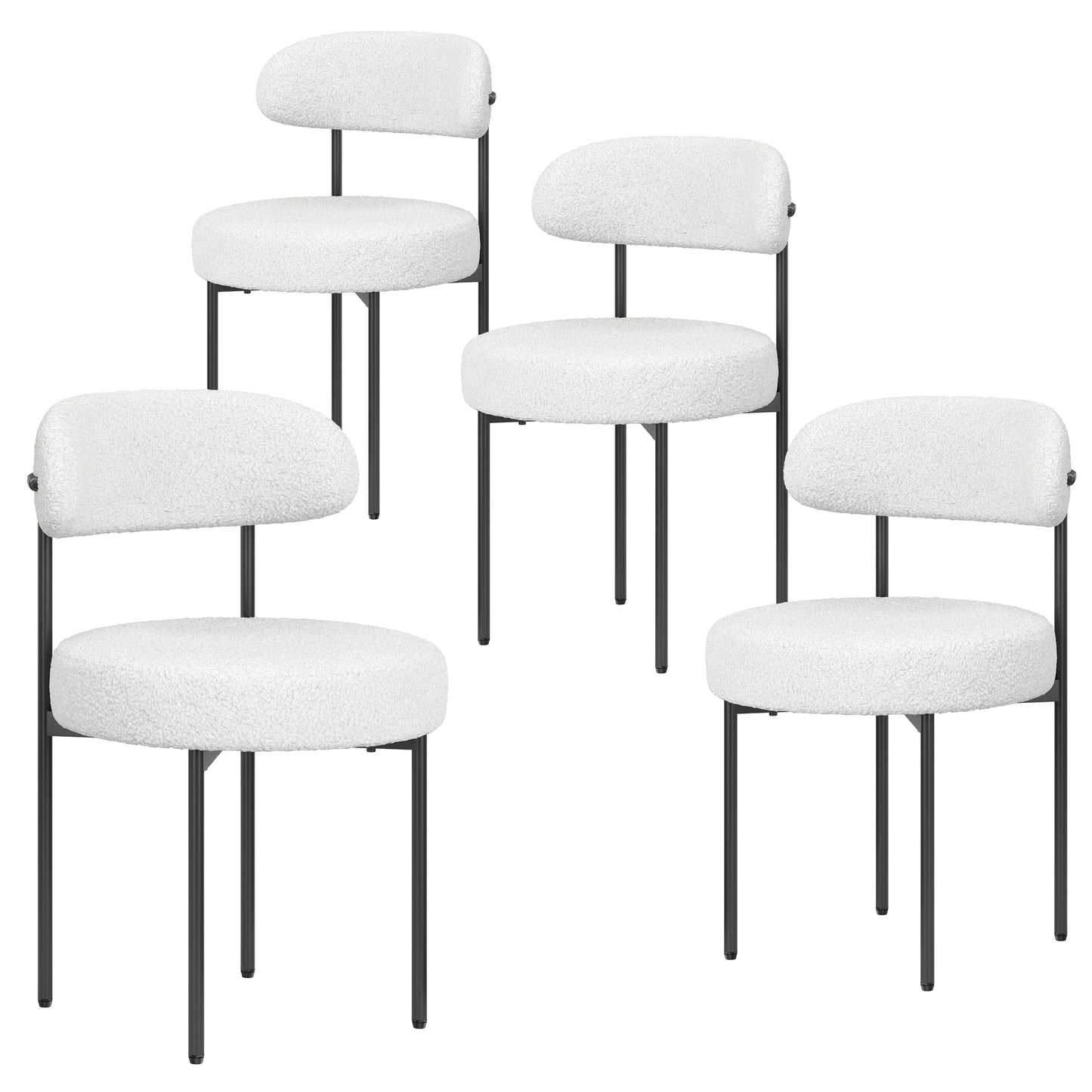 Farini Mid Century Modern Dining Chair With Curved Fabric Backrest