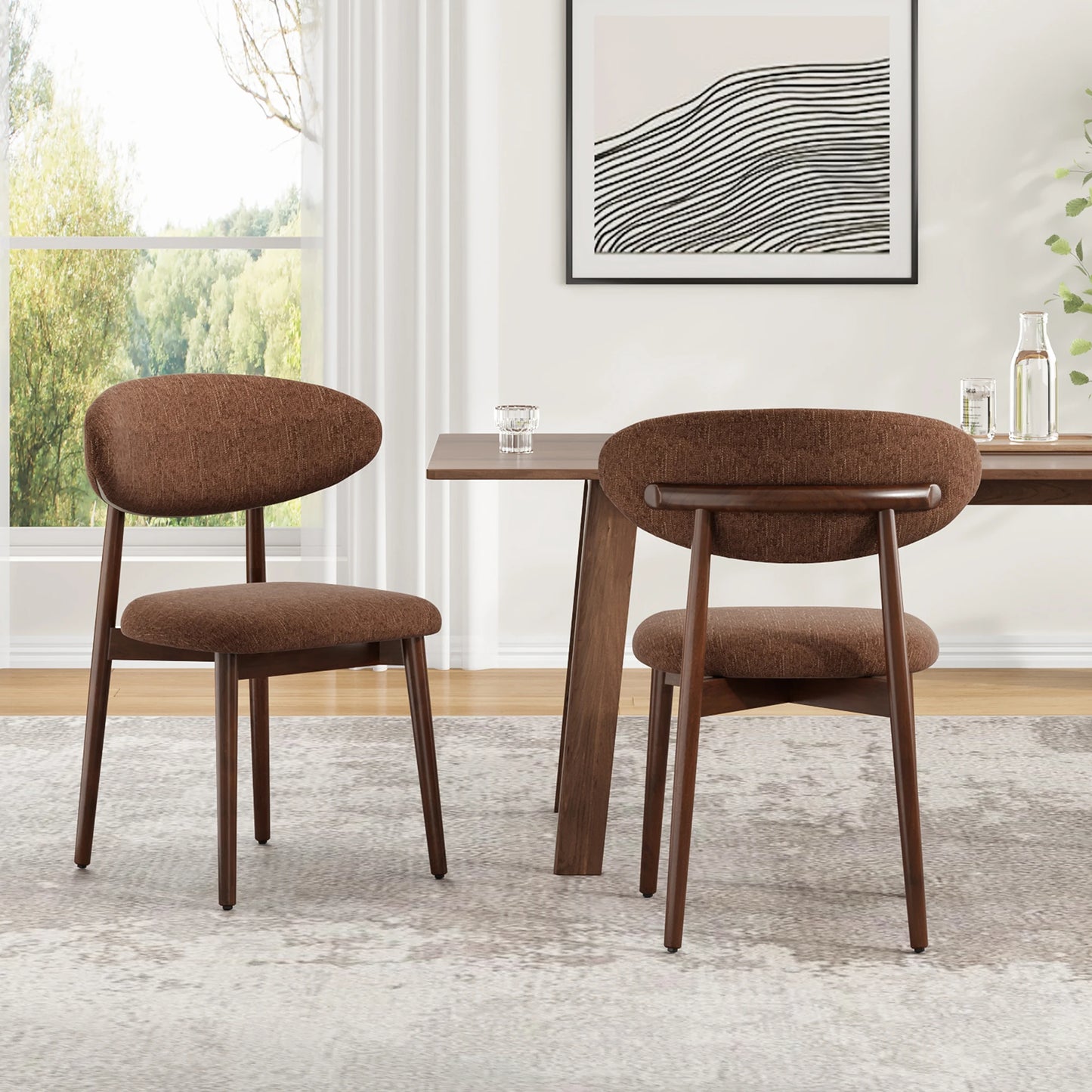 Farini Modern Fabric Upholstered Solid Wood Dining Chairs