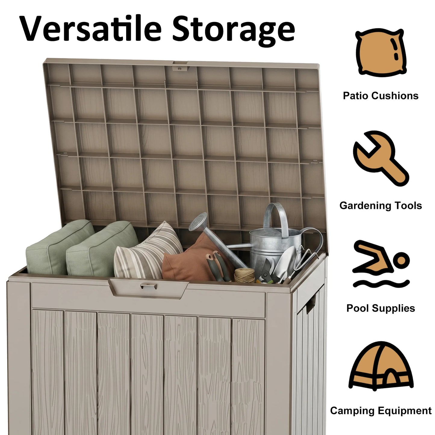 Resin Outdoor Deck Storage Box Waterproof UV Protection Lockable Patio