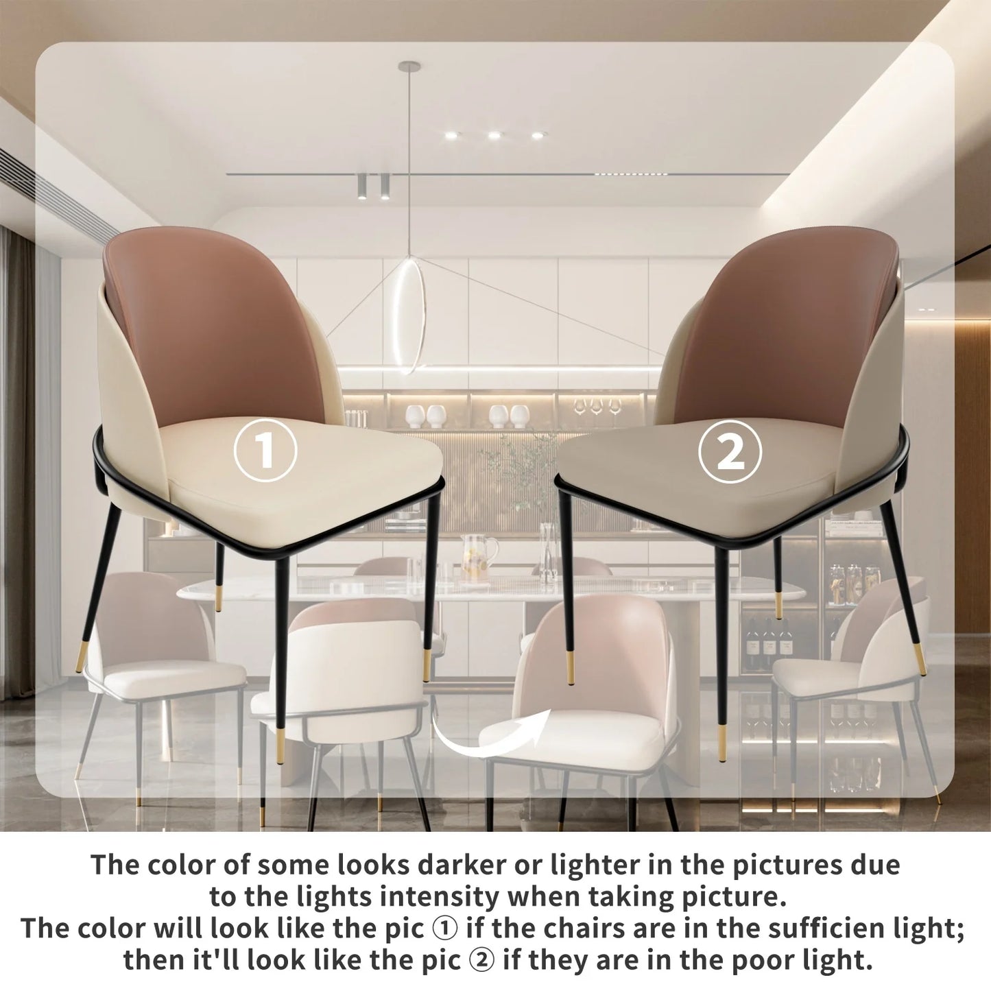 Modern Upholstered Dining Chairs With Microfiber Silicone Leather Metal Frame