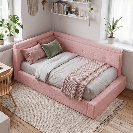 EnHomee L-Shaped Cloud Platform Bed Frame With Foam Padding