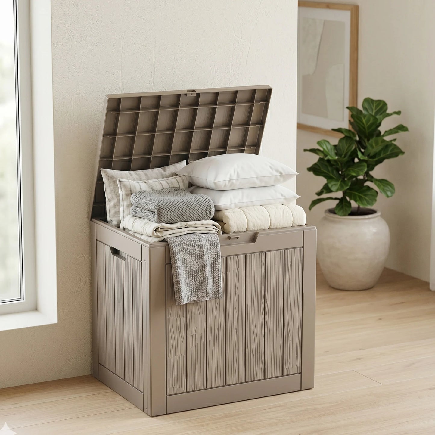 Resin Outdoor Deck Storage Box Waterproof UV Protection Lockable Patio