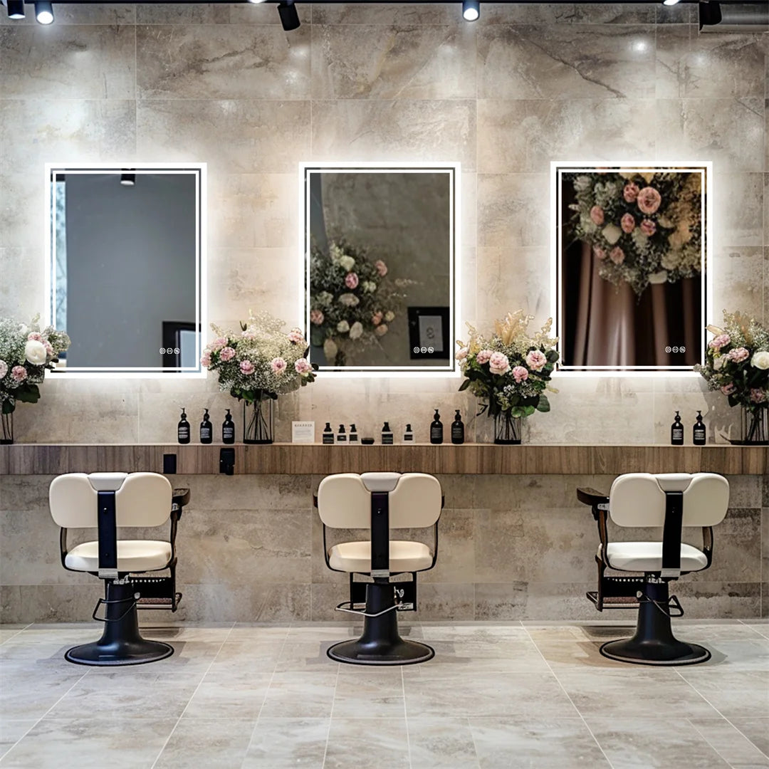 Luvodi Frameless LED Backlight Bathroom Mirror With Defog Touch Control