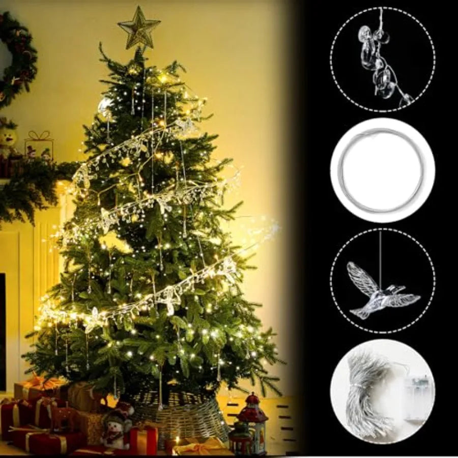 Acrylic Crystal Led Fairy Garland Waterdrop Beads Christmas Tree Decor