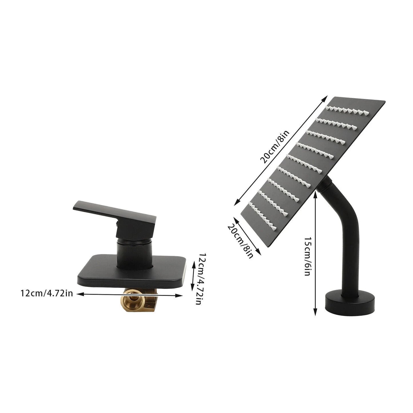 Square Stainless Steel Wall Mounted Shower System With Mixer Valve