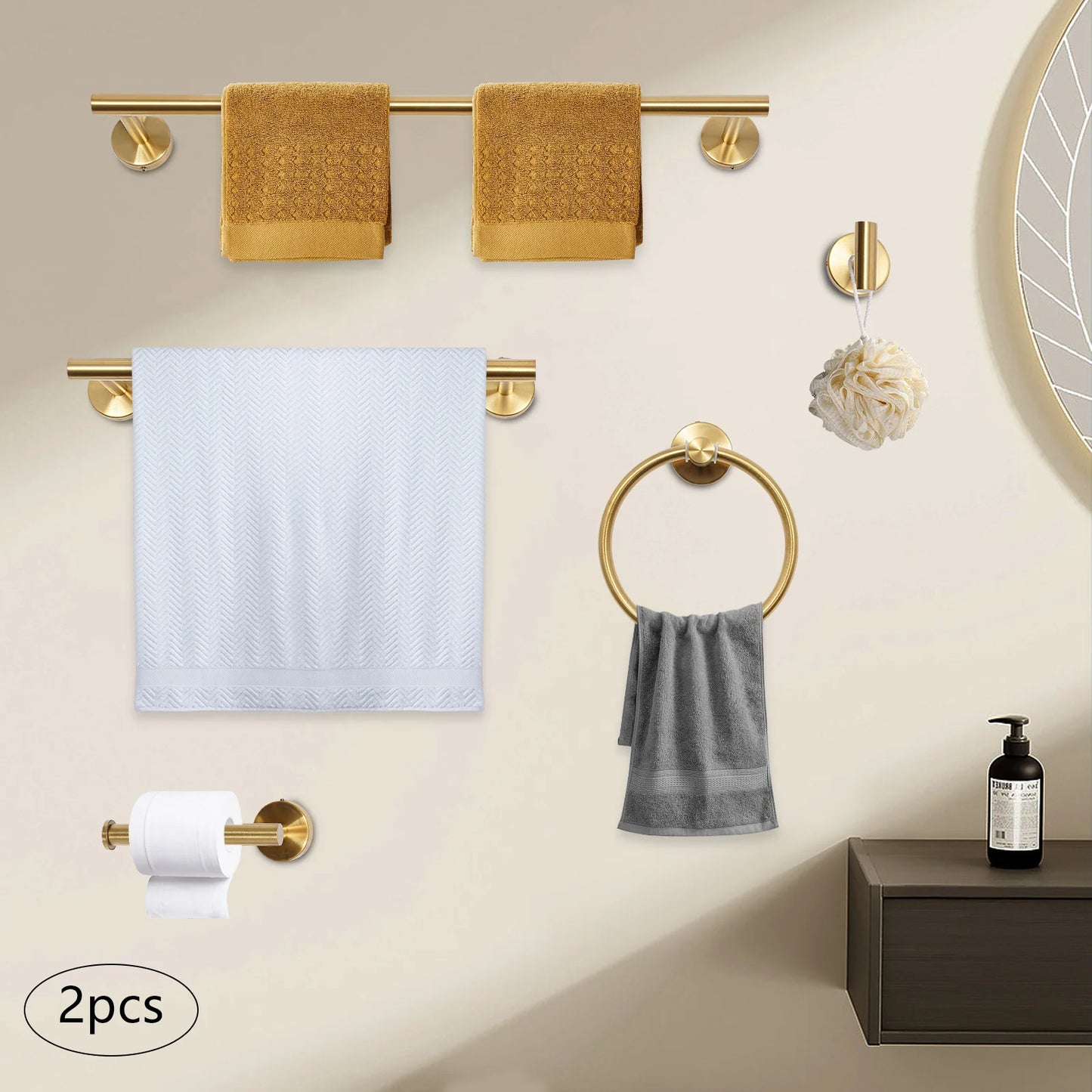 Stainless Steel Bathroom Hardware Set With Wall Mount Towel Rack