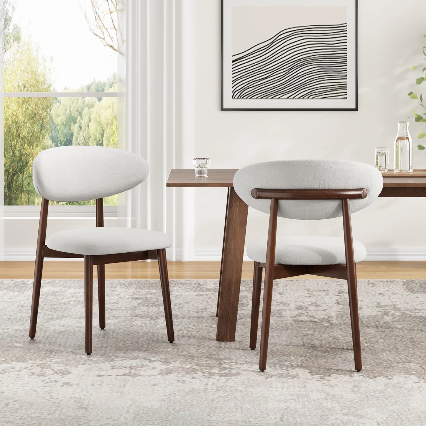 Farini Modern Fabric Upholstered Solid Wood Dining Chairs