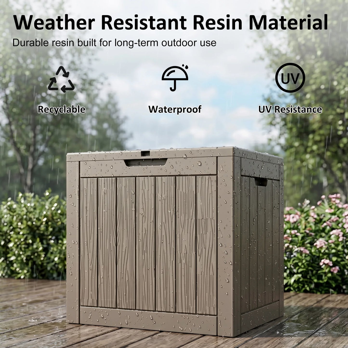 Resin Outdoor Deck Storage Box Waterproof UV Protection Lockable Patio