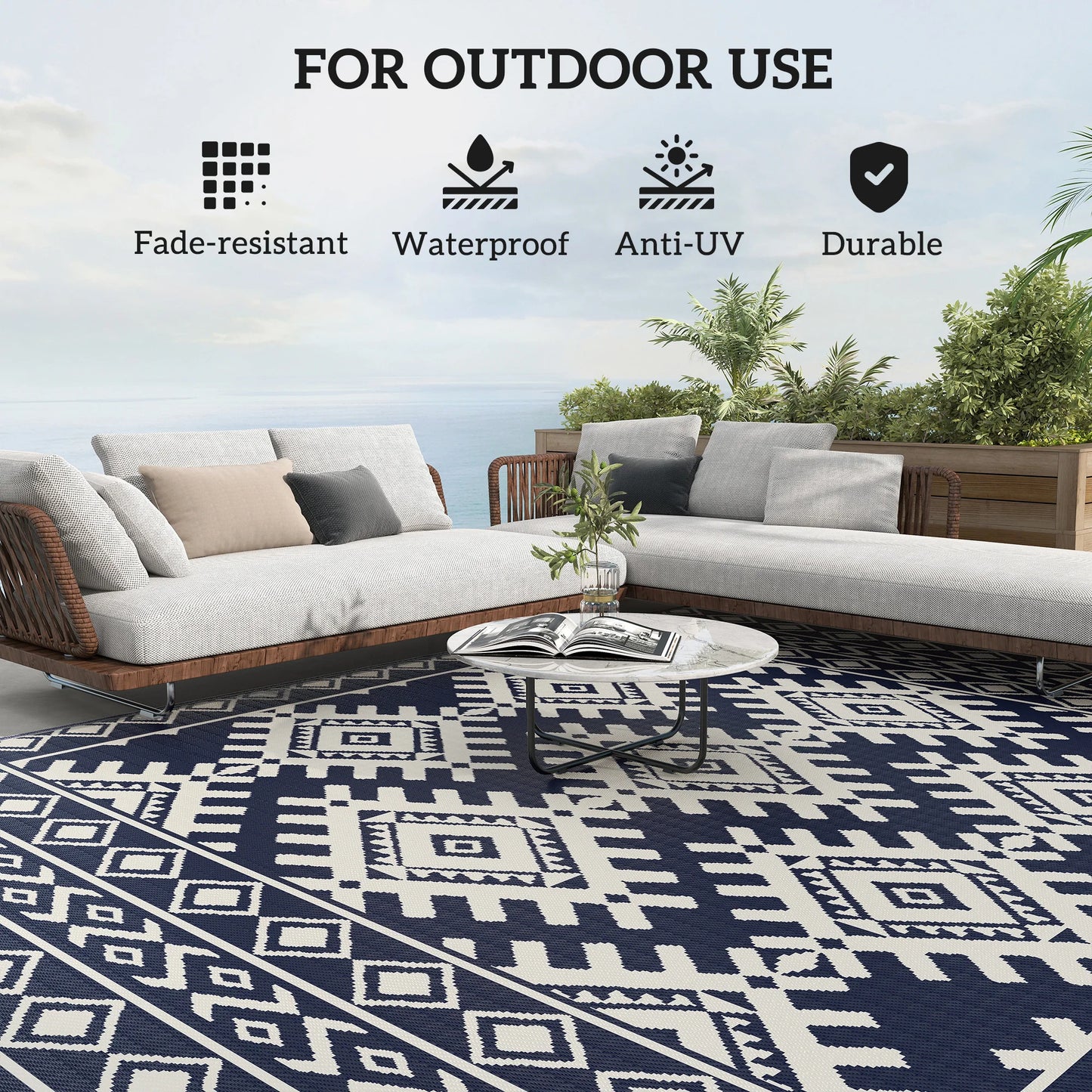 Contemporary Geometric Polypropylene Outdoor Area Rug