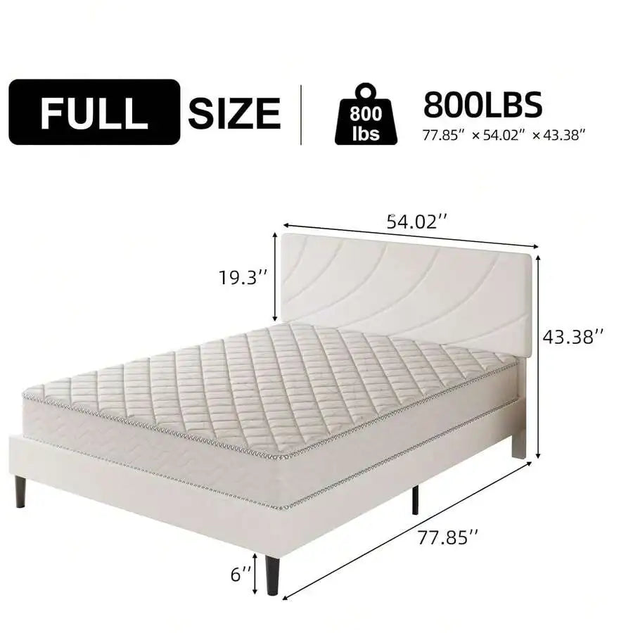Modern Upholstered Platform Bed Frame With Adjustable Linen Headboard