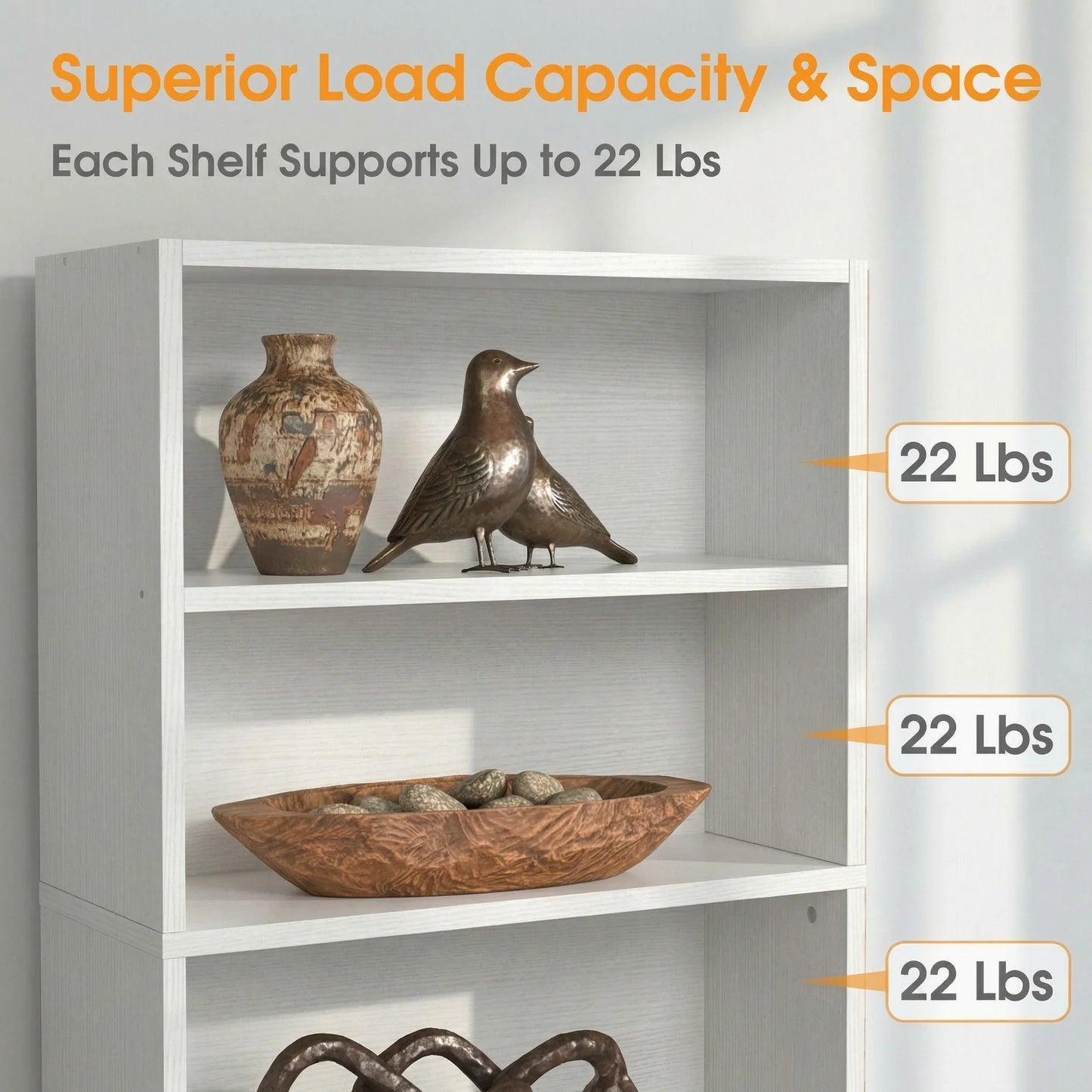 MCQ Five Tier Free Standing Wooden Bookshelf With Storage