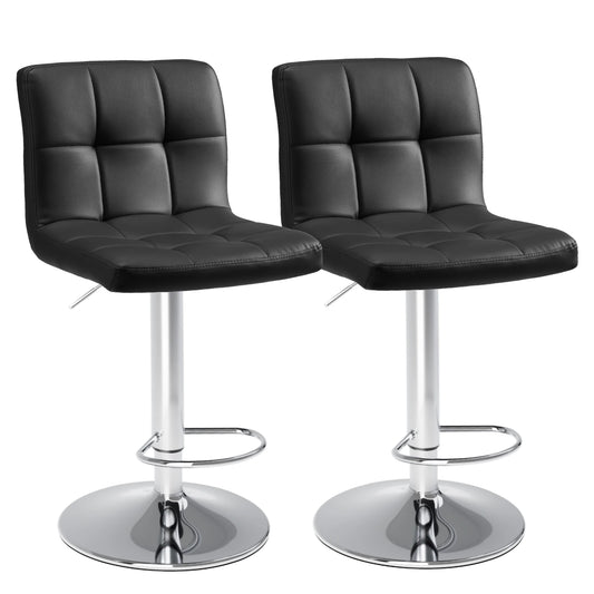 JHK Upholstered PU Leather Bar Stools With Comfortable Backrest