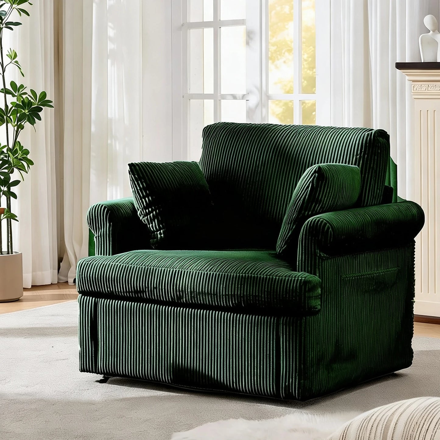 HiMISS 360 Swivel Barrel Armchair With Pillows And Storage Pockets