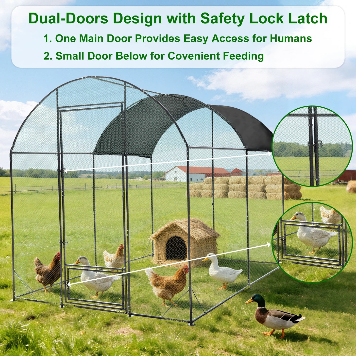 Borwart Outdoor Chicken Coop Cage With Durable Nylon Netting