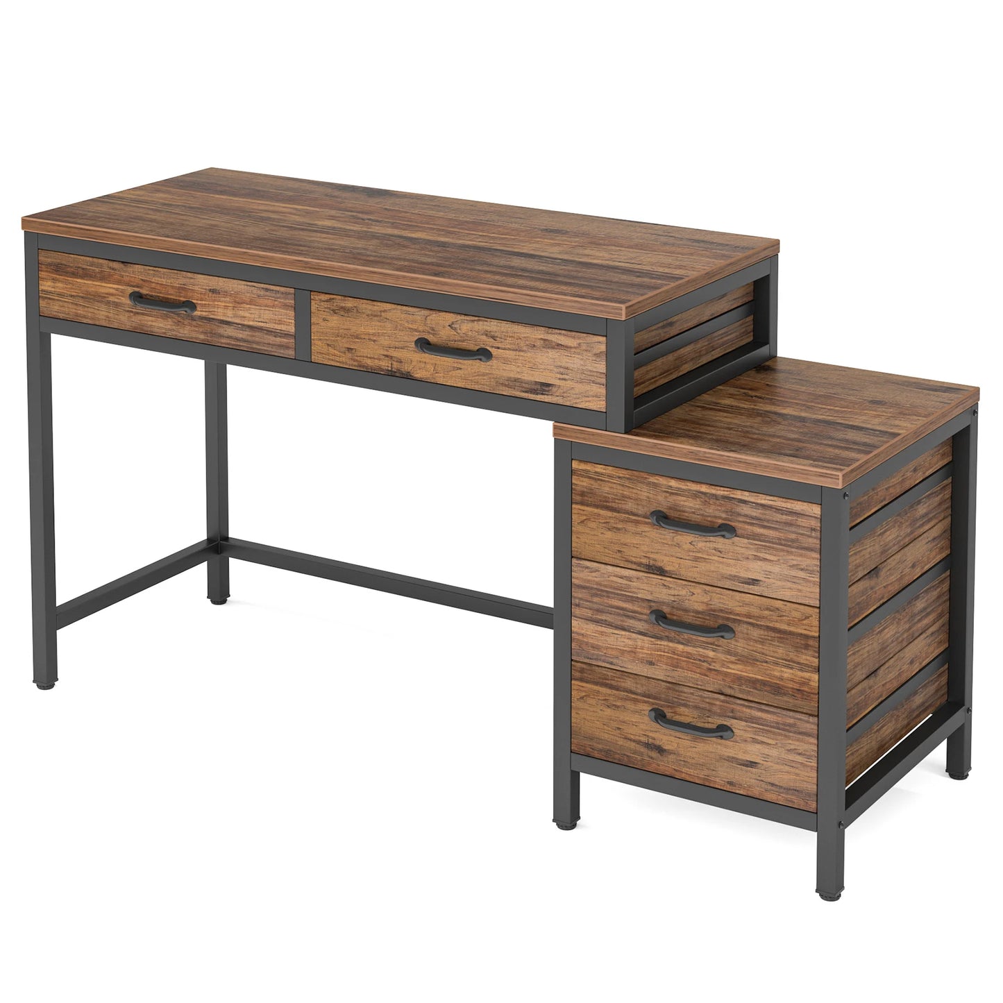 Tribesigns Computer Desk With Three Drawers Industrial Wooden Workstation