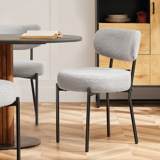 JHK Ergonomic Round Dining Chairs With Plush Fabric Curved Backrest