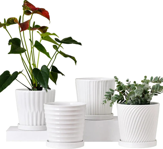 Quality Ceramic Plant Pots With Drainage Holes And Saucers
