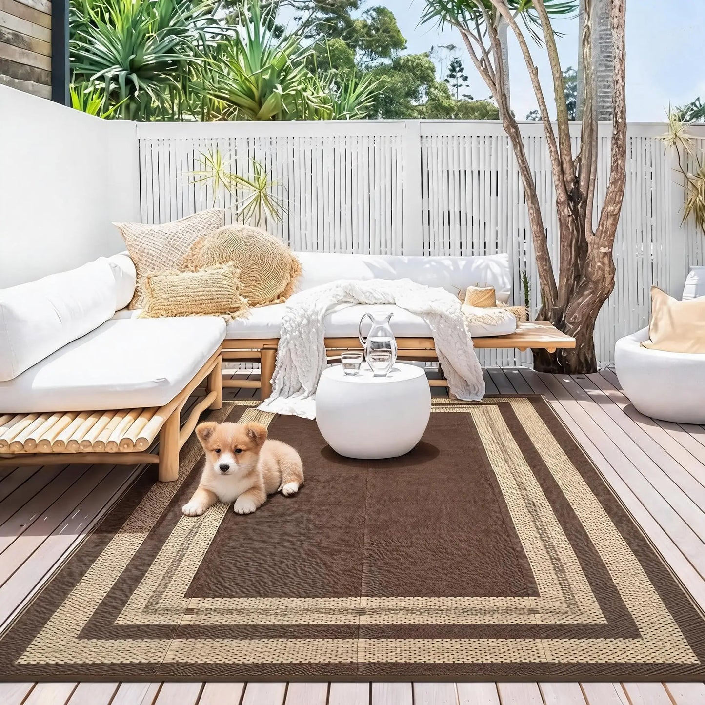 Waterproof Reversible Outdoor Patio Rug And Modern Area Mat