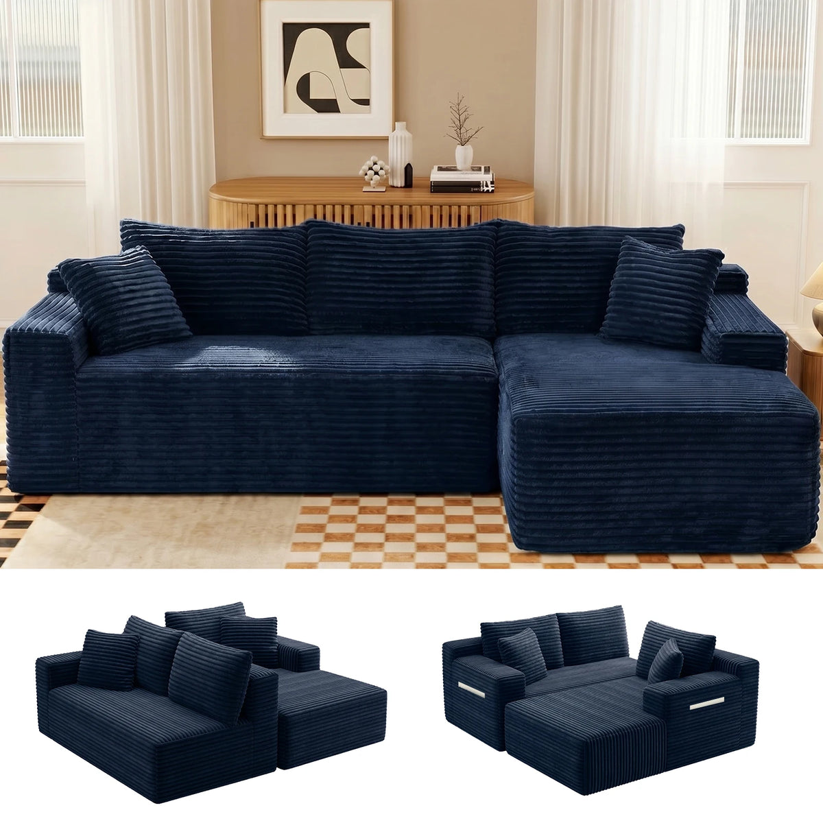 Cloud Modular Sectional Sofa With L Shape Chaise Deep Seat Sofa