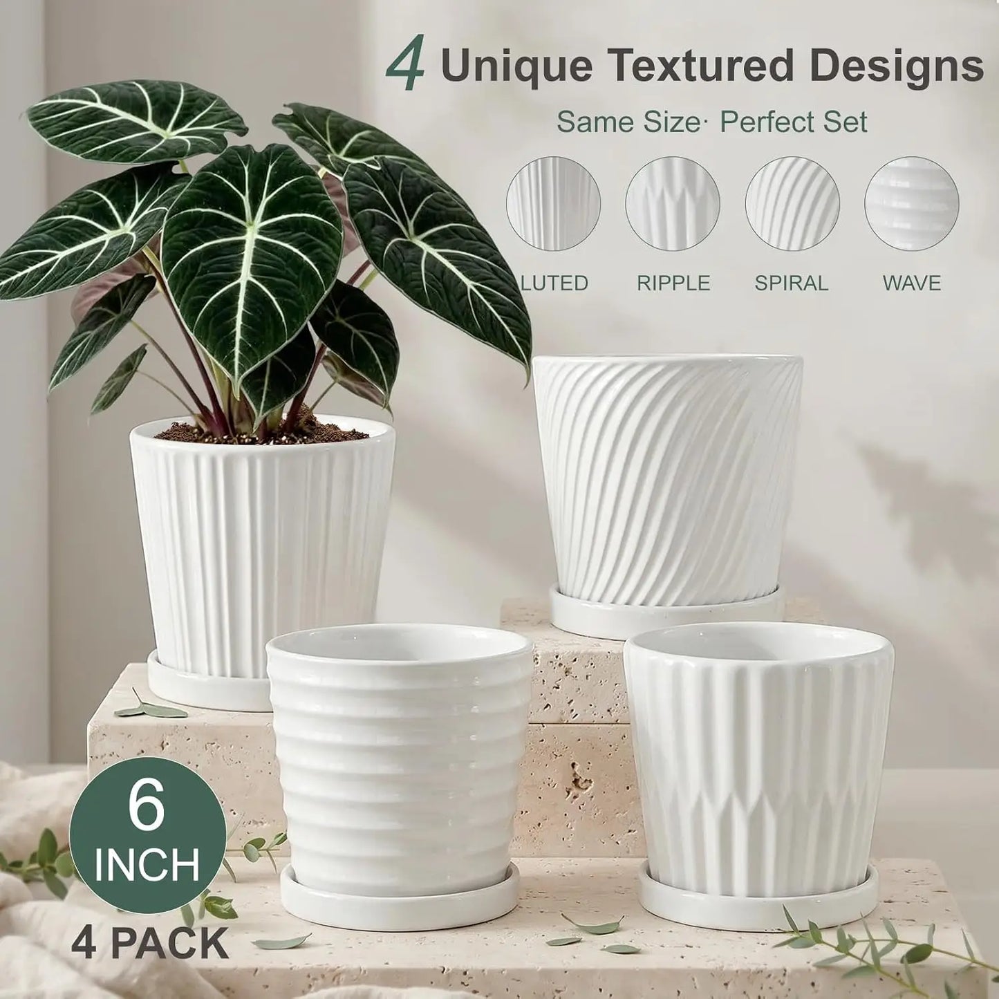 Quality Ceramic Plant Pots With Drainage Holes And Saucers