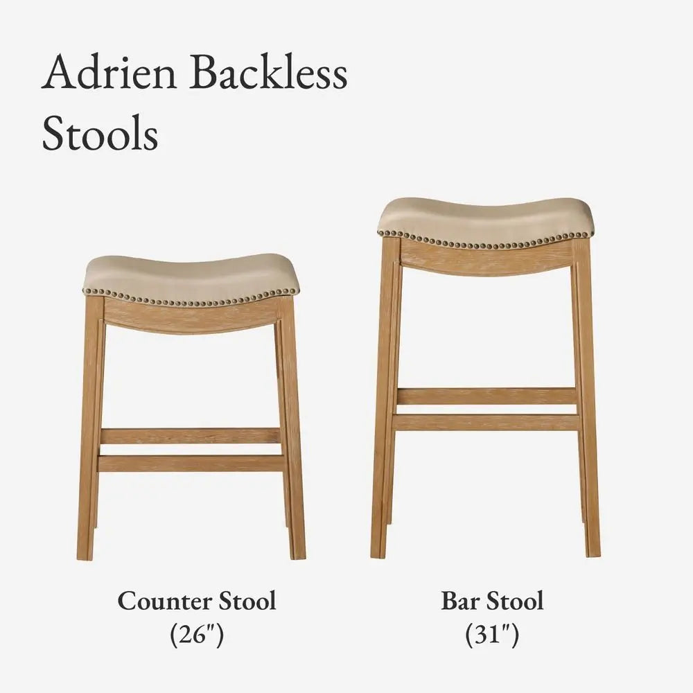 Adrien Backless Bar Stool With Saddle Seat And Footrest