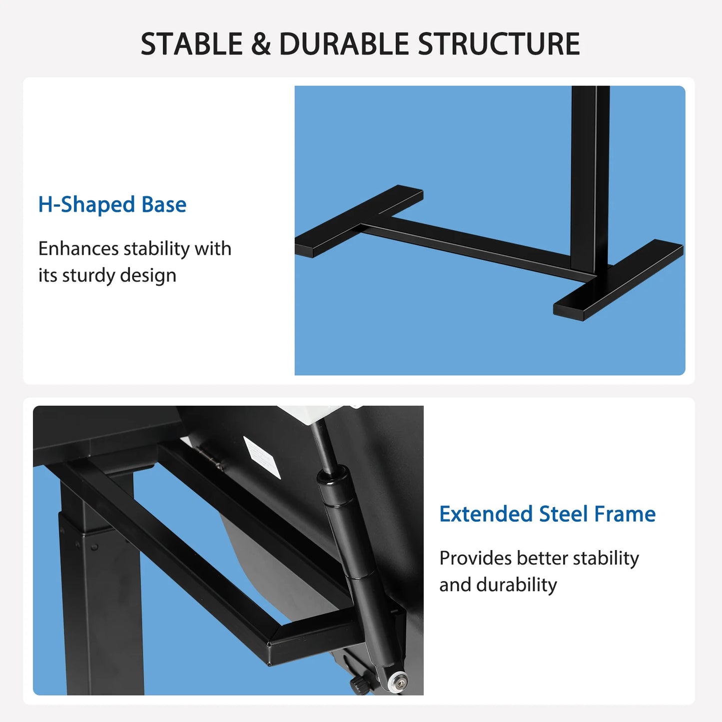 JHK Adjustable Height Overbed Desk With Tilt Top And Wheels