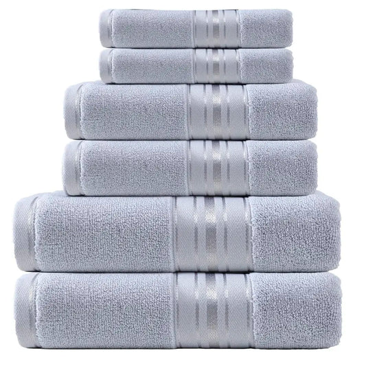 Luxurious 6 Piece Plush Cotton Turkish Bath Towel Set