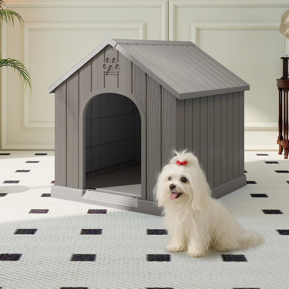 Weather Resistant Plastic Dog House With Waterproof Ventilation