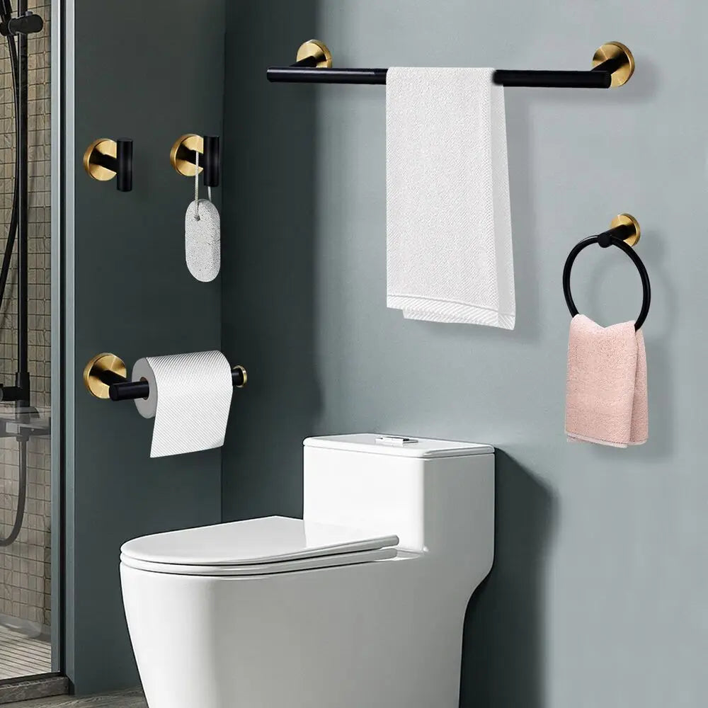 Wall Mounted Bathroom Hardware Set With Towel Bar And Ring