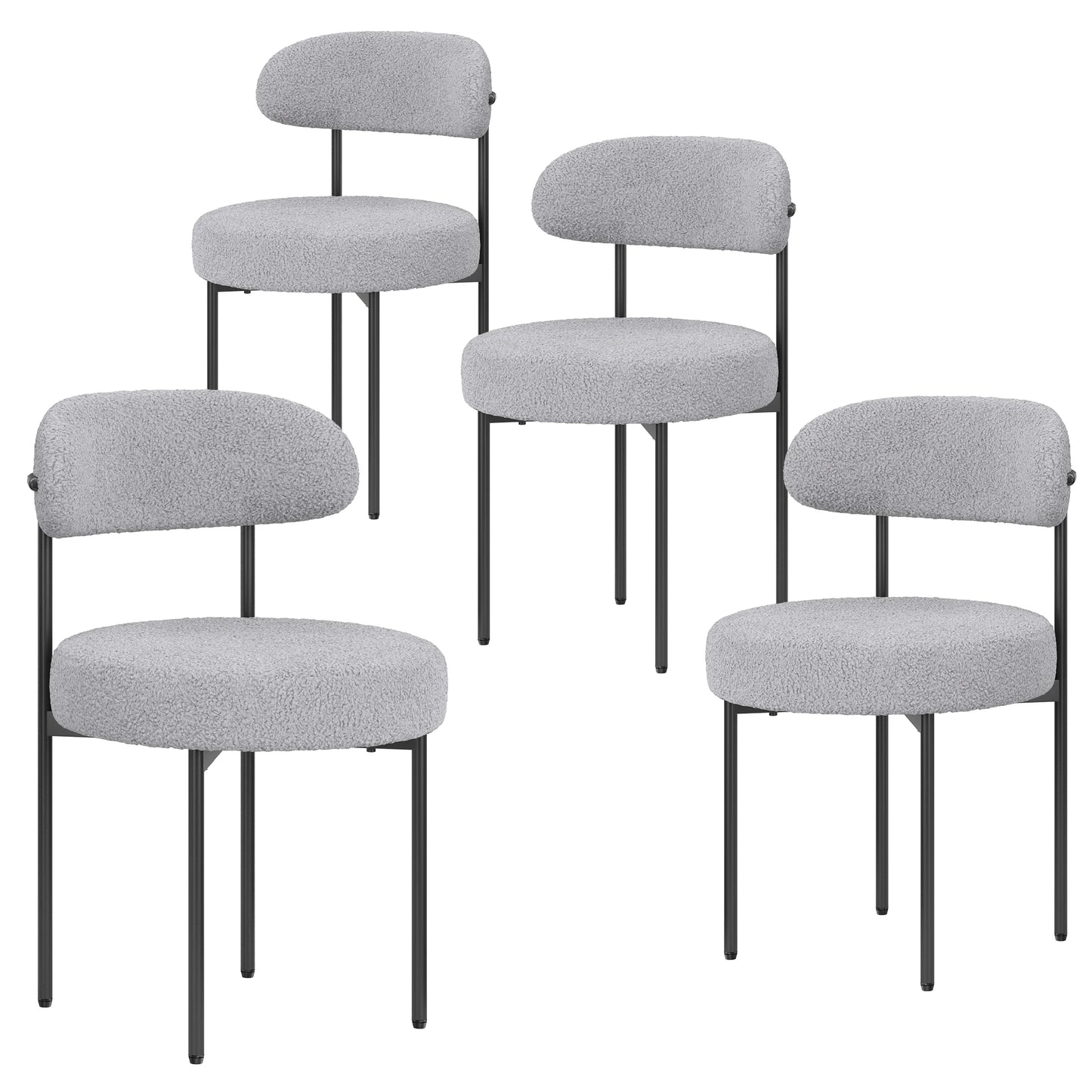 Farini Mid Century Modern Dining Chair With Curved Fabric Backrest