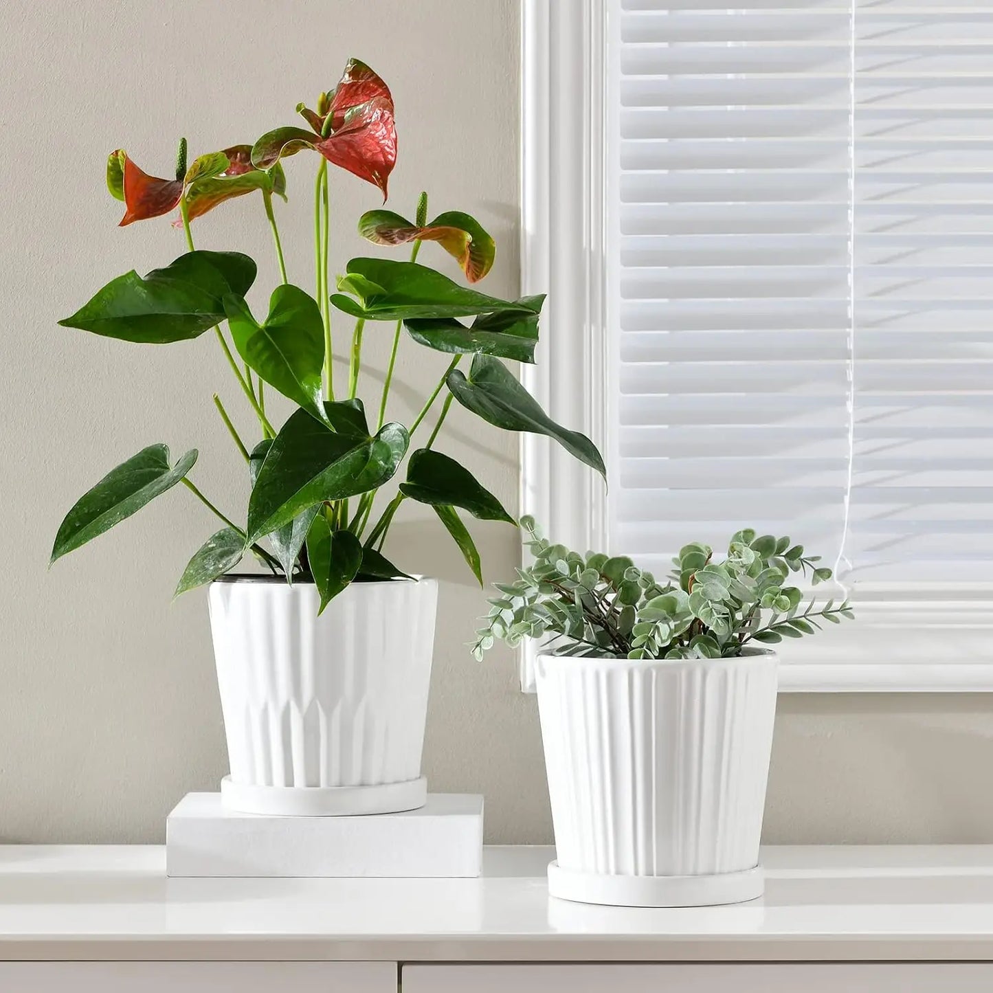 Quality Ceramic Plant Pots With Drainage Holes And Saucers