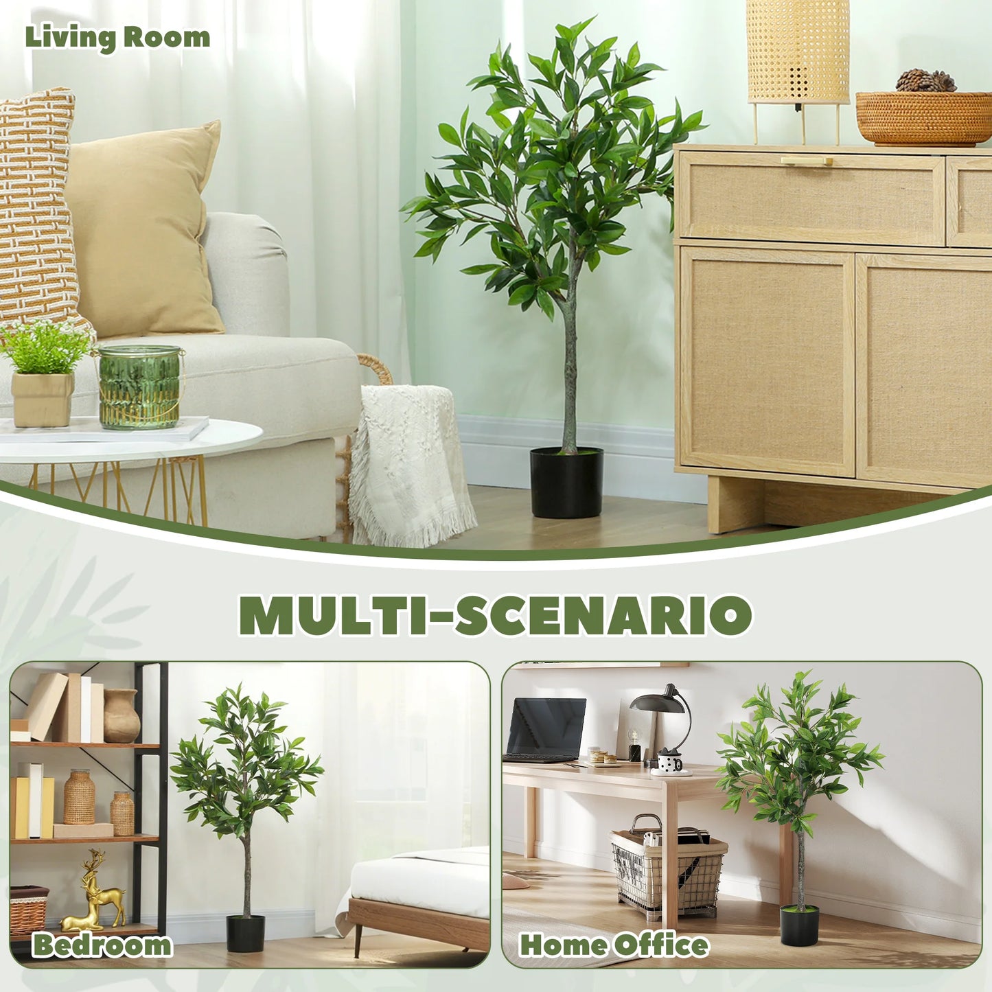 Potted Artificial Laurel Tree For Home And Office Decor