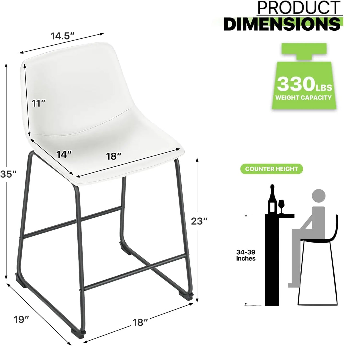 Modern PU Leather Counter Height Bar Stools With Metal Legs