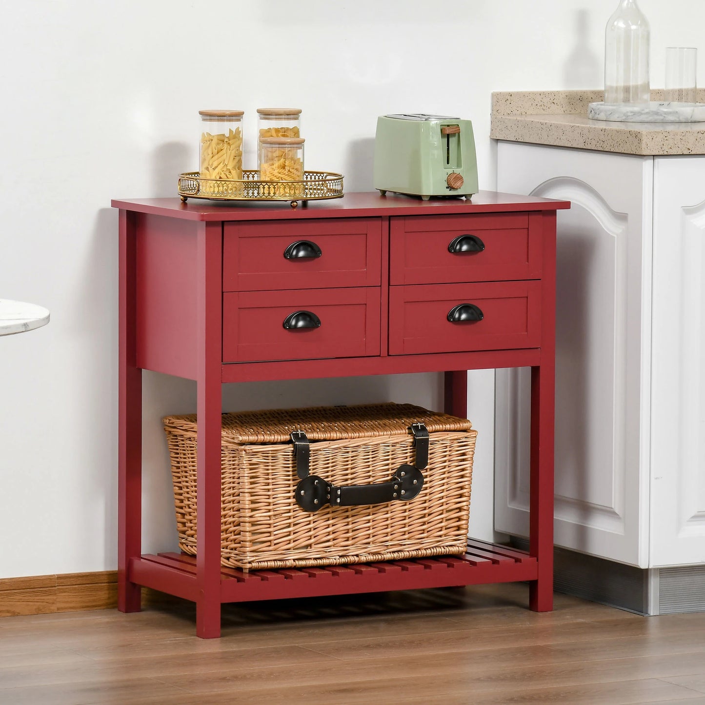 HOMCOM Modern Sideboard Buffet Cabinet With Four Drawer Storage