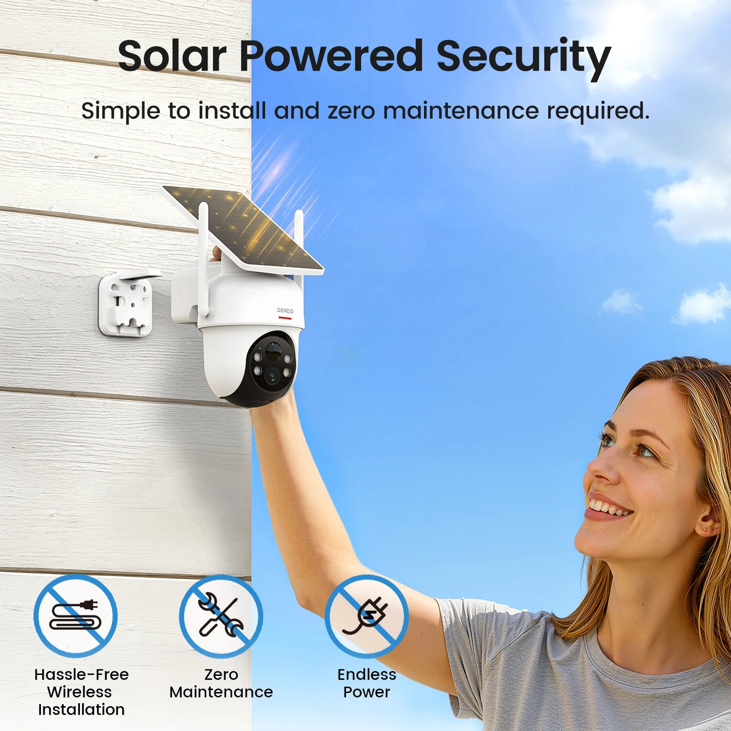 Dekco 3MP Solar Security Cameras With Four Wireless PTZ Cams