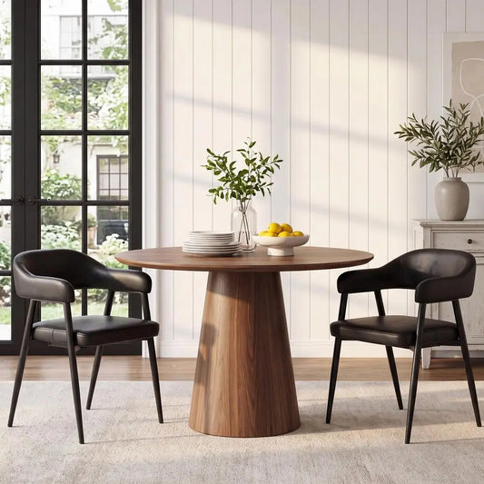 Modern Faux Leather Barrel Dining Chairs With Armrests Furniture