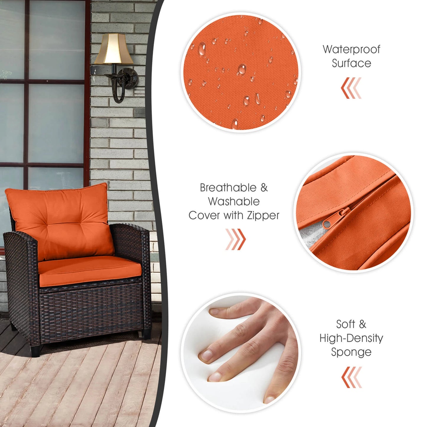 Homasis Outdoor Rattan Conversation Set With Cushions